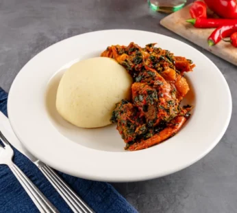 Savoury efo riro (comes with a choice of poundo, wheat or eba)